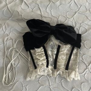 Elegant Lace Bustier with Black Bow